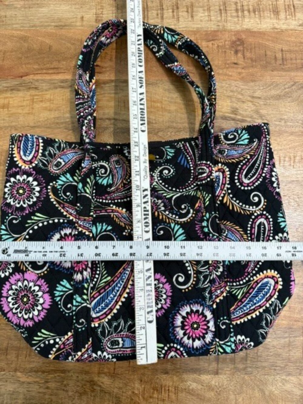 Vera Bradley Bandana Swirl Glenna Tote Shoulder Bag Paisley Quilted Cotton Black - Picture 11 of 14